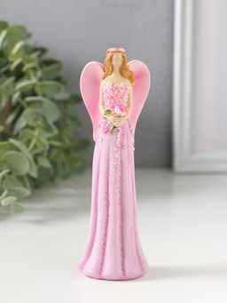 Фигурка полистоун «Девушка-ангел в розовом платье усыпанном цветами», 4×3.5×13 см