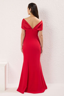 TRENDYOLMILLA Siyah Bal?k Kesim Dokuma Uzun S?k Abiye & Mezuniyet Elbise TPRSS25AE00159  фото 4