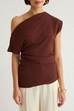 Trendyolmilla Siyah Kay?k Yaka Fitted Dokuma Bluz TWOSS24BZ00353 фото 11