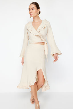 Bej Onu Baglamal? Crop Dokuma Bluz TWOSS24BZ00234 - Trendyolmilla фото 4