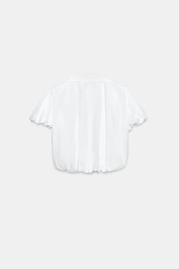CAMISA GLOBO MANGA CORTA / Blanco