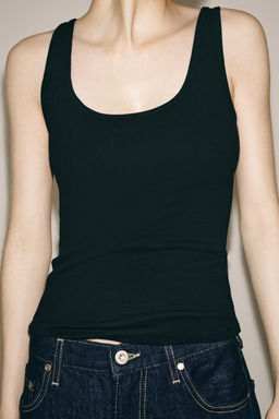 CAMISETA TIRANTES ALGOD?N / Negro - Zara фото 2