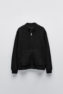 PURL KNIT CARDIGAN WITH ZIP