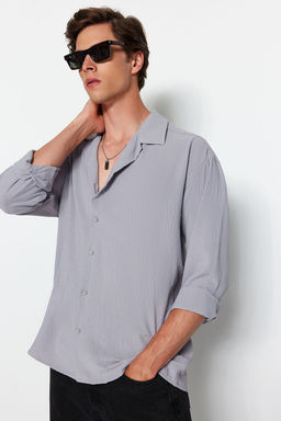 TRENDYOL MAN Beyaz Oversize Fit Apas Yaka Yazl?k Keten Gorunumlu Gomlek TMNSS23GO00053 - Trendyolmilla фото 50