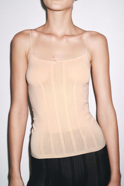 POINTELLE STRAPPY TOP WITH SATIN BOW
