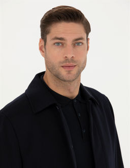 Lacivert Y_n Kar___ml_ Slim Fit Ka_e Kaban - Pierre cardin фото 2