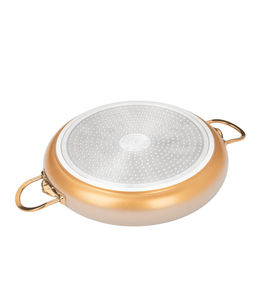 Сотейник с крышкой стеклянной 26х7 см (2,8 л) с АПП, цвет: кремовый/золотой, арт. 3050-26-CRM/GD