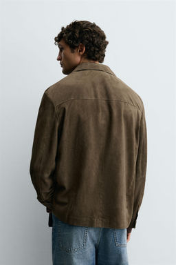 LEATHER SUEDE OVERSHIRT - Zara фото 4