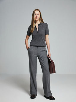 Dar Fit ?izgili Kad?n Pantolon