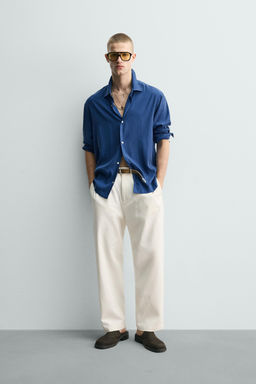 CAMISA RELAXED FIT FLUIDA / Azul?n