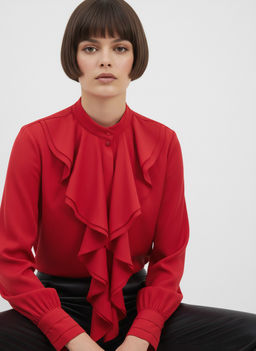Блузка с отлетными рюшами OD-914-4 красный