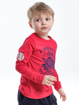 Лонгслив для мальчика с принтом UD 4050 красный - Mini maxi фото 4
