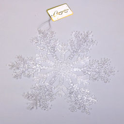 Цена за 2 шт. Подвеска новогодняя "Сияющая снежинка" 26 см, Белый