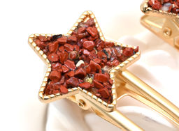 Заколка зажим Звезда с яшмой красной 7,5*3*1,8см