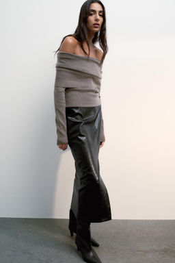 FAUX LEATHER MIDI SKIRT - Zara фото 5