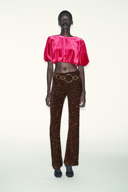 FLARE VELVET SEQUIN LEGGINGS