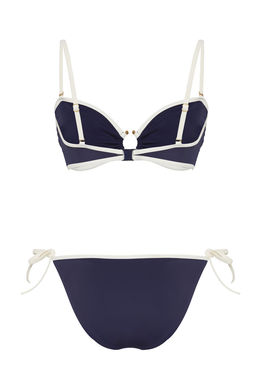 TRENDYOLMILLA Lacivert Straplez Kontrast Renk Biyeli Aksesuarl? Regular Bikini Tak?m? TBESS25BT00017 фото 6