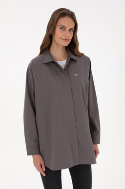 Kad_n Gri Uzun Kollu G_mlek