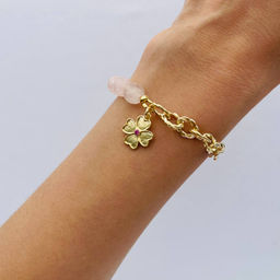 Браслет из Розового кварца с цепочкой 16 см