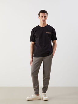 Bisiklet Yaka K?sa Kollu Bask?l? Penye Erkek Ti??rt