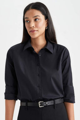 Oversize Genis Kal?p Poplin Uzun Kollu Gomlek - Defacto фото 4