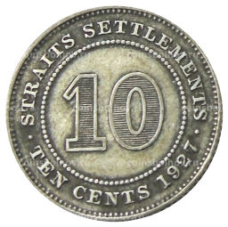 10 центов 1927 года Стрейтс Сетлментс