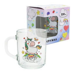 Кружка Единорог, (в подарочной упаковке), 230 мл, стекло