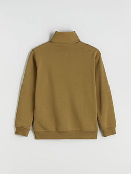Fermuarl? Dik Yaka Erkek Kal?n Sweatshirt