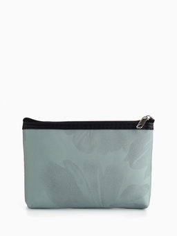 Косметичка на молнии плоская, с принтом, зелёная