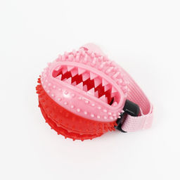 Шар под лакомства рельефный на верёвке, TPR, 8 см, красно-розовый - Пижон фото 3