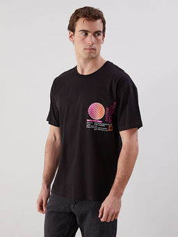 Bisiklet Yaka Bask?l? Erkek Ti??rt