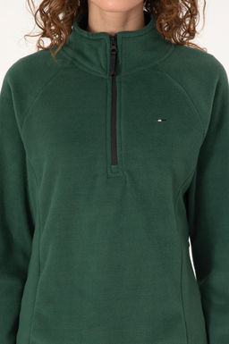 Kad_n Koyu Ye_il Fermuarl_ Dik Yaka Polar Sweatshirt - U.s. polo assn фото 6