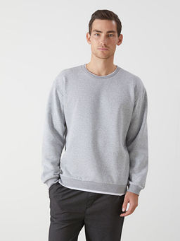 Bisiklet Yaka Uzun Kollu Erkek Sweatshirt