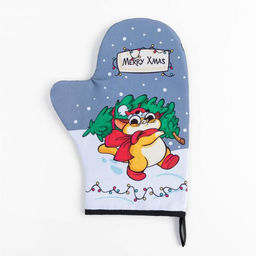 Новогодний набор кухонный Merry Xmas, варежка-прихватка 20х28см, прихватка 17х17см, 35% хлопок,65% п/э - Доляна фото 3
