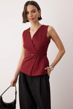 Beyaz Fitted Kemerli Anvelop Kapamal? Yelek TWOAW26YE00029 - Trendyolmilla фото 13