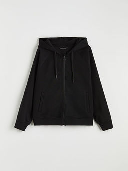 Oversize Kad?n Kal?n Fermuarl? Sweatshirt