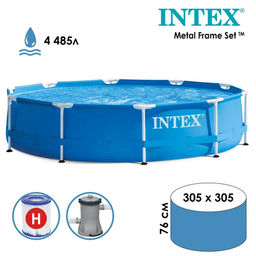 -24% Бассейн Metal Frame 305х76см + фильтр-насос 1,25 м3/ч, от 6-ти лет INTEX  фото 2