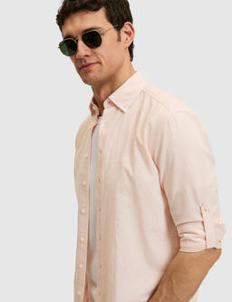 Somon Regular Fit Keten Kar___ml_ Yakas_ D__meli G_mlek