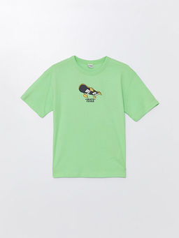 Bisiklet Yaka Bask?l? K?sa Kollu Erkek ?ocuk Ti??rt