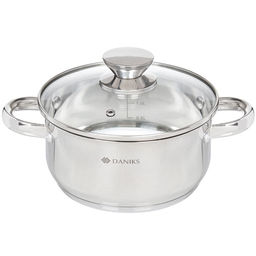 Кастрюля нерж ОПТИМА 2,2л со стекл рй нерж/ручки индуция Daniks QS-S-18/GS-01201-18CA (332354)