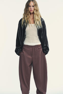 NYLON TROUSERS WITH BUTTONED HEM - Zara фото 3