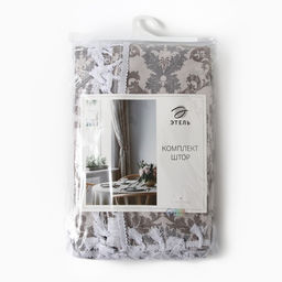 Шторы для кухни с подхватами «Этель» Classic, 150×150 см - 2 шт.,100% хлопок, рогожка 186 г/м²