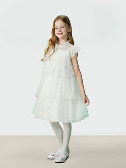 Bisiklet Yaka I??lt?l? K?z ?ocuk Elbise