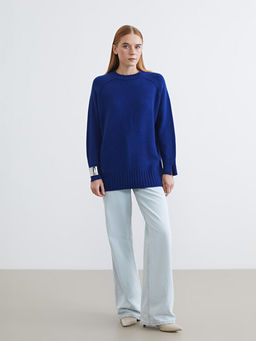 Bisiklet Yaka Oversize Kad?n Triko Tunik