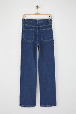 Ozel Koleksiyon Mavi Kusgozu Baglama Detayl? Yuksek Bel Wide Leg Jeans TWOAW26JE00012