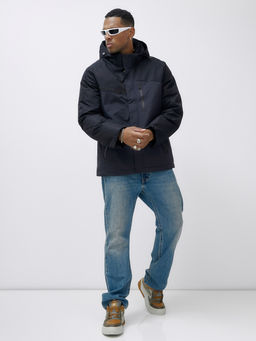 Куртка спортивная мужская зимняя большого размера темно-синего цвета 66613TS