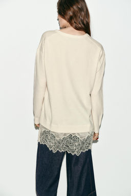 LONG KNIT JUMPER WITH LACE DETAIL - Zara фото 5