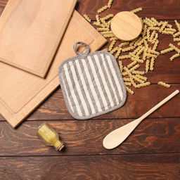 Цена за 2 шт. Прихватка «Доляна. Полоса», коричневая, 17×17 см, 50% п/э, 50% хлопок