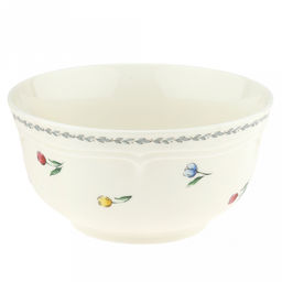 Ласковый май Салатник фарфоровый 800мл, д15,6см, h7,9см, с деколью, рельефный декор, кремовый (Китай)