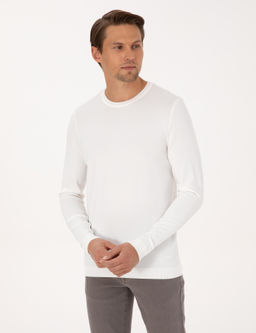 Ekru Slim Fit Bisiklet Yaka Triko Kazak - Pierre cardin фото 3